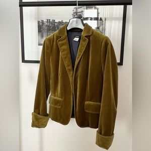 J. Crew Ecole olive velvet blazer
